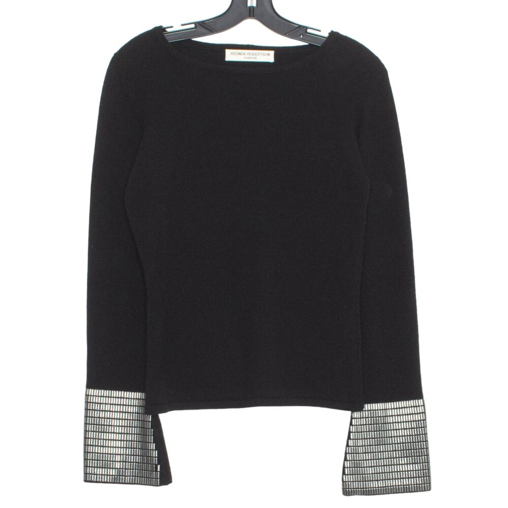 NWT Belinda Robertson Sweater Cashmere Old Money Quiet Luxury Cozy Black Small
